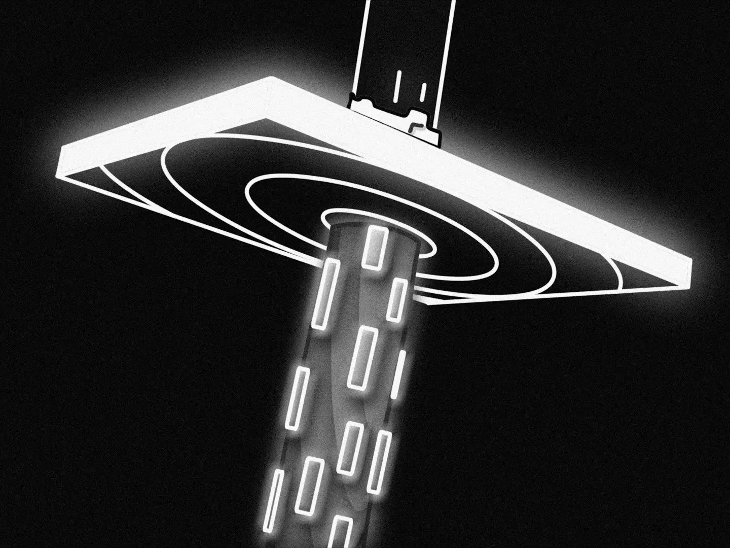 a black and white photo of a street light